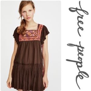 Free People Day Glow Embroidered Mini Dress